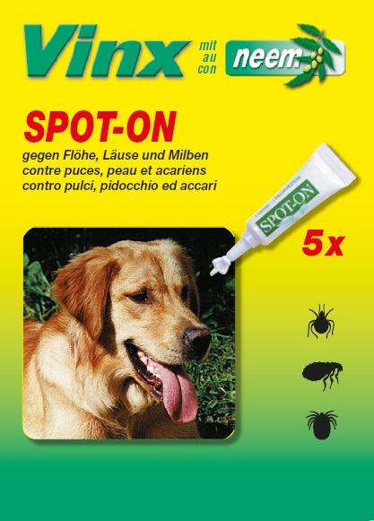 Vinx Bio Spot On Tropfen mit Neem Hund 5 x 1 ml