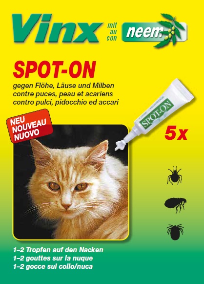 Vinx Bio Spot On Tropfen mit Neem Katze 5 x 1 ml