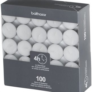 BALTHASAR Teelichte mit Alublech weiss 4h 100 Stk