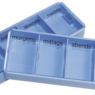 Supair Tablettendose gross 1 Tag 4 Fächer deutsch/französisch/italienisch blau