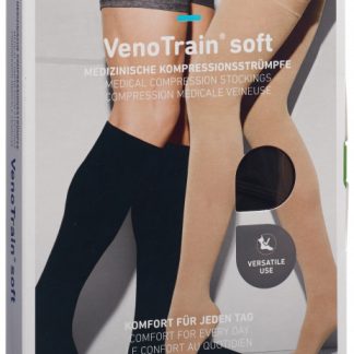 VENOTRAIN SOFT A-D KKL2 S plus/long offene Fussspitze schwarz 1 Paar