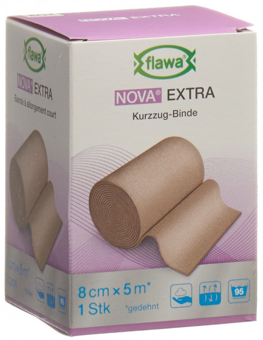 Flawa Nova Extra Kurzzugbinde 8cmx5m hautfarbig