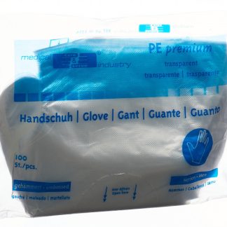 Gribi Plastikhandschuhe PE 295mm Herren transparent gerippt unsteril 100 Stk