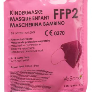 VaSano Maske FFP2 Kind 4-12 Jahre rosa deutsch/italienisch/französisch 2 Stk