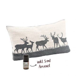 Aromalife Arvenkissen 20x35cm Hirsch grau inklusive 5ml Arven ätherisches Öl