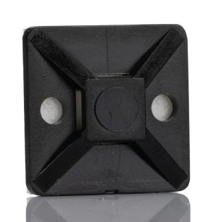 Fermacavi HellermannTyton, col. Nero, autoadesivo, 28mm x 28 mm, Ø fissaggio 4mm, 100 pezzi