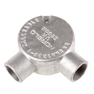 Raccordo per cavi RS PRO, Scatola ad angolo in Acciaio Galvanizzato, 25mm