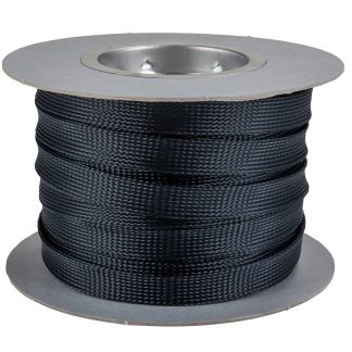 Guaina per cavi intrecciata HellermannTyton in PET, Ø 20mm, L. 30m, col. Nero, espandibile
