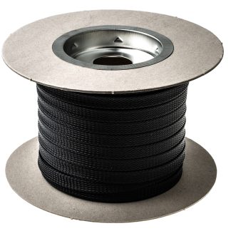 Guaina per cavi intrecciata HellermannTyton in PET, Ø 12mm, L. 30m, col. Nero, espandibile