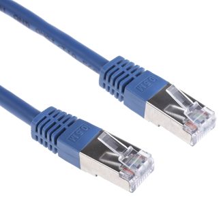 Cavo Ethernet Cat6 (S/FTP) RS PRO, guaina in PVC col. Blu, L. 0.5m, Con terminazione