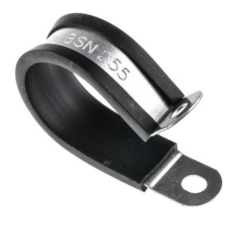 Morsetti a P RS PRO in Acciaio rivestito, Ø fascio 25mm max, 12.7 x 1.4mm, col. Nero