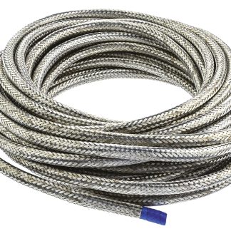 Guaina per cavi intrecciata TE Connectivity in Rame, Ø 6mm, L. 10m, col. Argento, espandibile