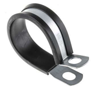 Morsetti a P RS PRO in Acciaio rivestito, Ø fascio 40mm max, 19.1 x 2.4mm, col. Nero