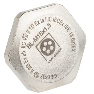 Tappo pressacavo Lapp in Ottone zincato, filetto M16, Ø 22mm, IP68, ATEX