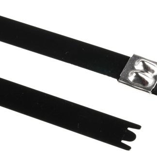 Fascette fermacavi HellermannTyton MBT-FC in Acciaio INOX rivestito in poliestere, 362mm x 12,3 mm, col. Nero