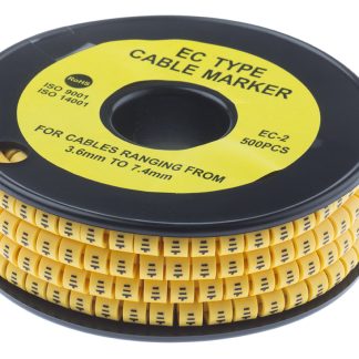 Segnacavo RS PRO A scorrimento, Ømin 3.6mm, Ømax 7.4mm, lunghezza 5mm, confez. da 500pz No Earth Symbol