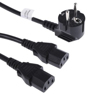 Cavo di alimentazione RS PRO IEC C13 x 2/CEE 7/7, (IEC C13) 10 A, (connettore maschio Schuko tipo F) 16 A, 250 V, L.