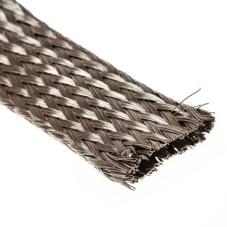 Guaina per cavi intrecciata Alpha Wire in Rame, Ø 12.8mm, L. 30m, col. Argento, espandibile