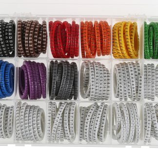 Kit di siglacavi RS PRO A scorrimento, Ømin 3mm, Ømax 4.2mm, confez. da 4500pz No -, +, 0 → 9, Earth, L, N,