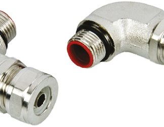 Raccordo per cavi Adaptaflex SPL12/M16/90 X 5 SPL, Adattatore 90° in Ottone Nickelato, Argento, filetto M16, 12mm,