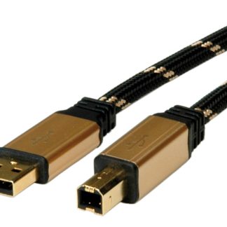 Cavo USB Roline USB A/USB B, L. 4.5m, col. Nero/Oro