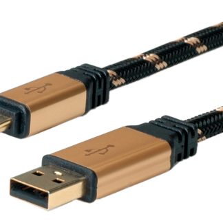 Cavo USB Roline USB A/Mini USB B, L. 3m, col. Nero/Oro