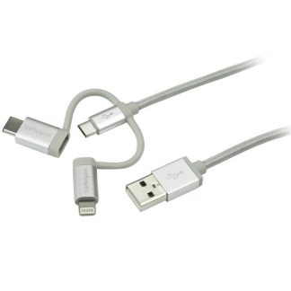 Cavo USB Startech USB A/Lightning, Micro USB B, USB C, L. 1m, col. Argento