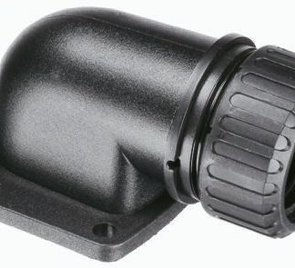 Raccordo per cavi Adaptaflex AS34/FL/90/BL AS, Flangia montaggio pannello 90° in Nylon 66, Nero, 32mm, protezione IP67