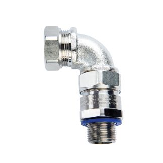 Raccordo per cavi Flexicon LTP20-M20-EXD-90 LTP EXD 90, Gomito a 90° in Ottone Nickelato, Argento, filetto M20, 20mm,