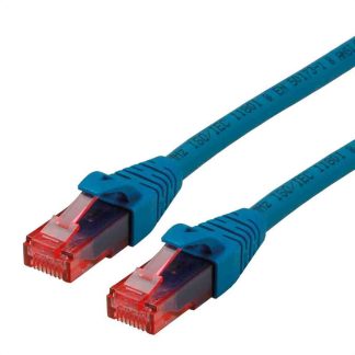 Cavo Ethernet Cat6 (U/UTP) Roline, guaina in LSZH col. Blu, L. 300mm, Con terminazione