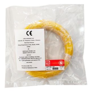 Cavo di collegamento apparecchiature RS PRO, 0,12 mm², 26 AWG, 300 V, 50m, Giallo