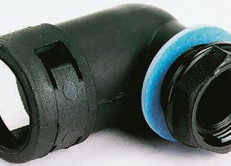 Raccordo portacavi PMA BVWV-M406, Gomito a 90° in PA 6, Nero, filetto M40, 36mm, protezione IP68