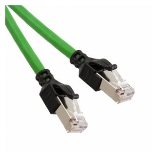 Cavo Ethernet Cat5e (SF/UTP) HARTING, guaina in PUR col. Verde, L. 3m, Con terminazione