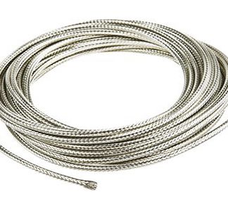 Guaina per cavi intrecciata TE Connectivity in Rame, Ø 3mm, L. 100m, col. Argento, espandibile