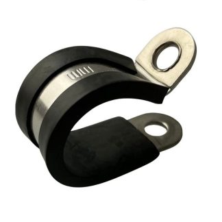 Fascetta a P RND in Acciaio, Ø fascio 18mm max, col. Metallica