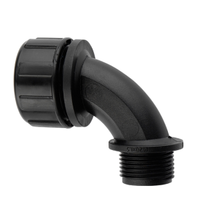 Raccordo per cavi Flexicon MP90-40-M40B, Piegatura a 90° in Nylon, Nero, filetto M40mm, 40mm