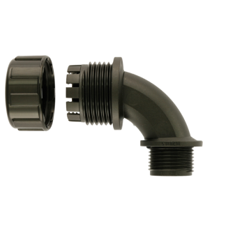 Raccordo per cavi Flexicon MPC90-40-M40B, Piegatura a 90° in Nylon, Nero, filetto M40mm, 40mm