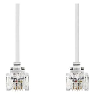 Telephone cable, RJ11-RJ11, 10m, white